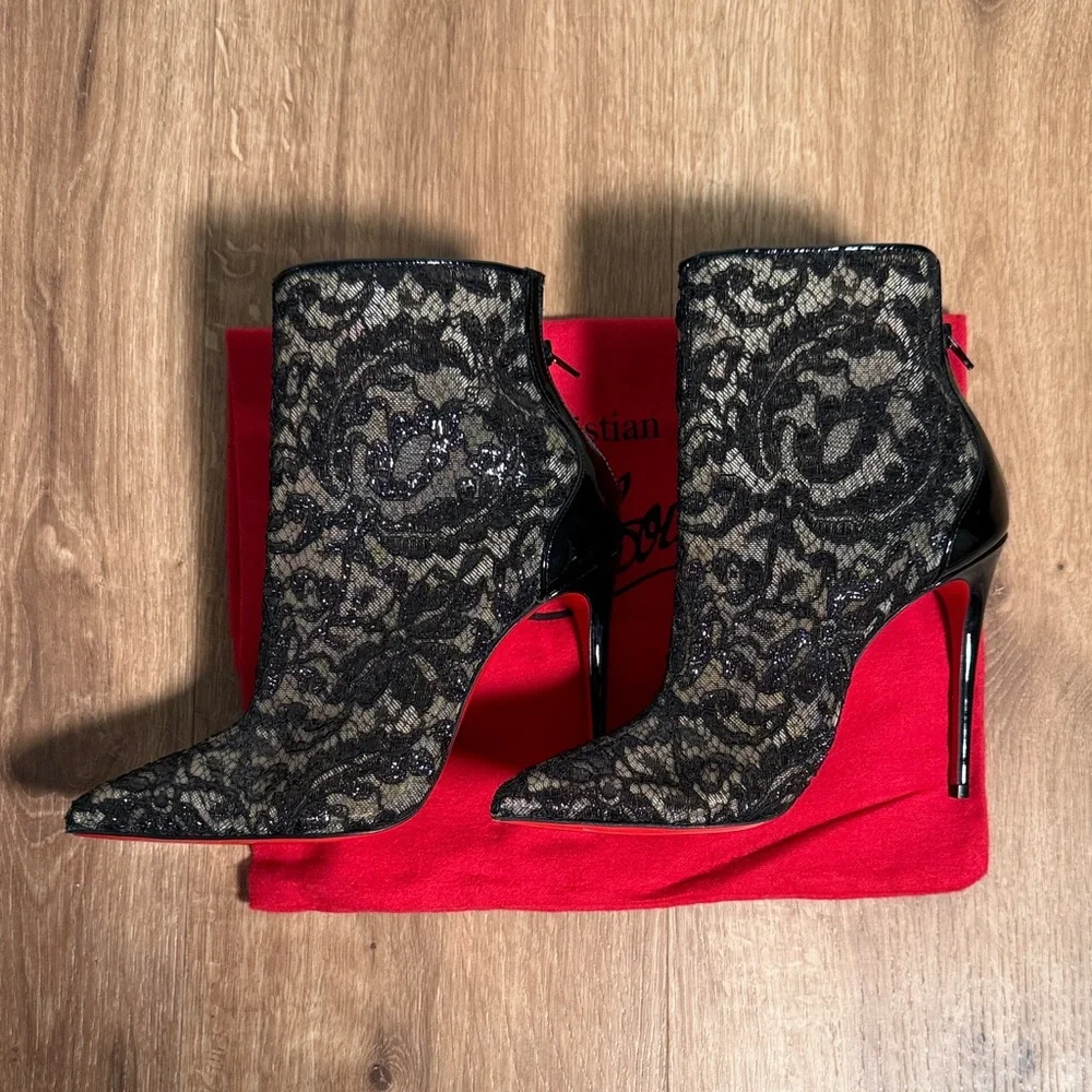 Christian Louboutin Patent Lace Dentelle Psybootie 100 - Size 36 - Picture 6 of 7